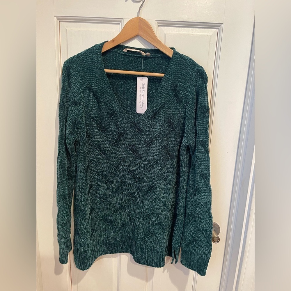 Soft Surroundings Trina Chenille Jewel Green Sweater for Women M